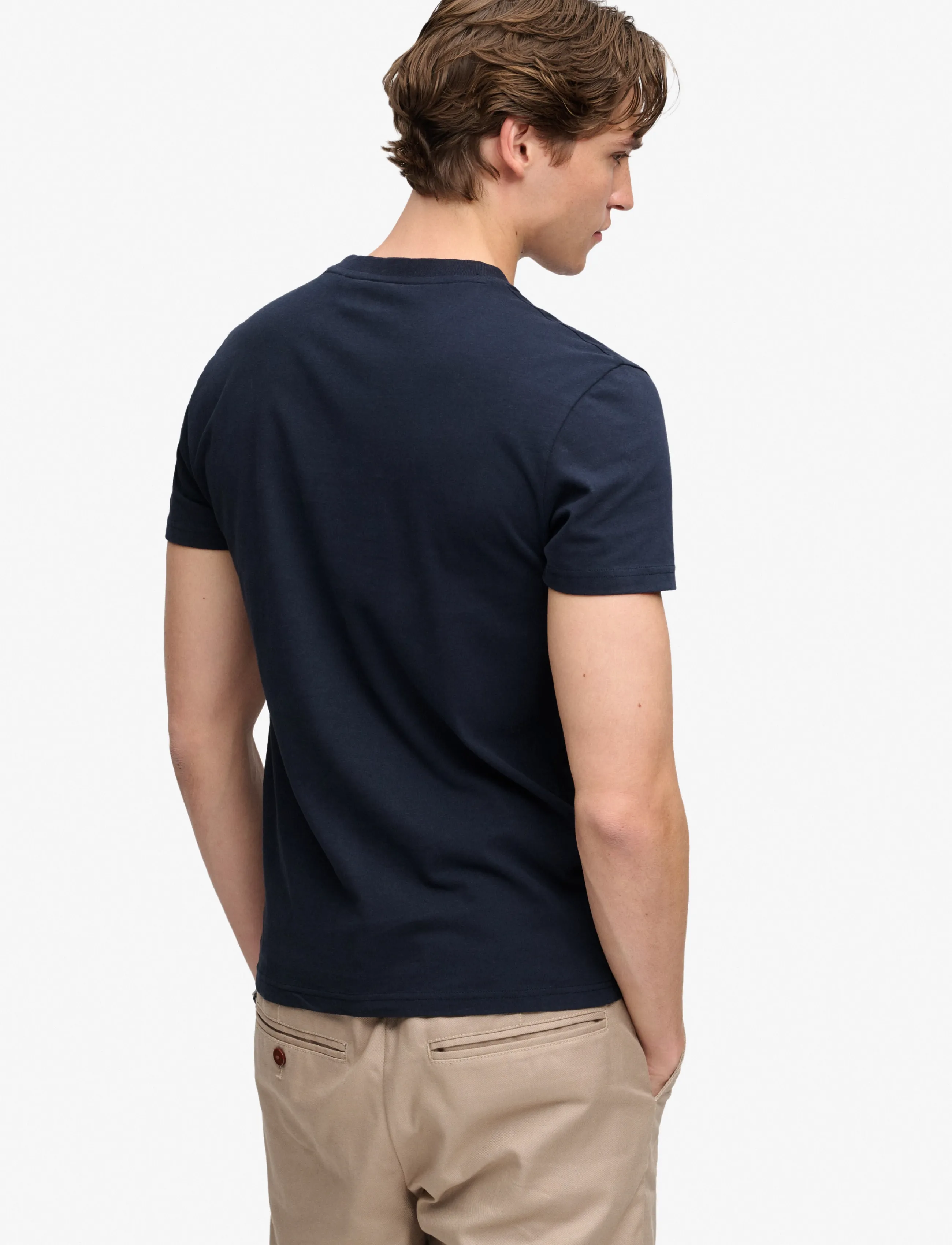Superdry - ESSENTIAL STACKED LOGO EMB TEE - eclipse navy/neon lime - 5