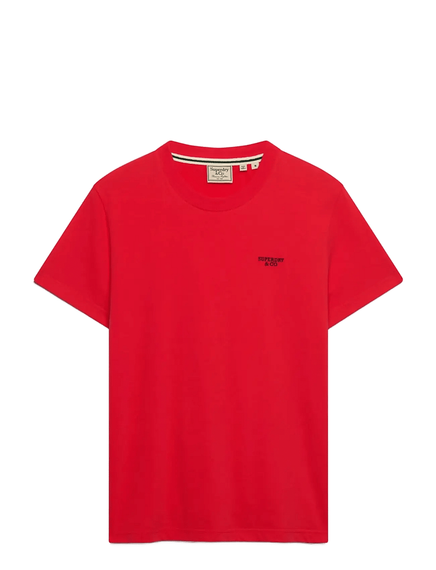 Superdry - ESSENTIAL STACKED LOGO EMB TEE - kortærmede t-shirts - lollipop red/navy - 1
