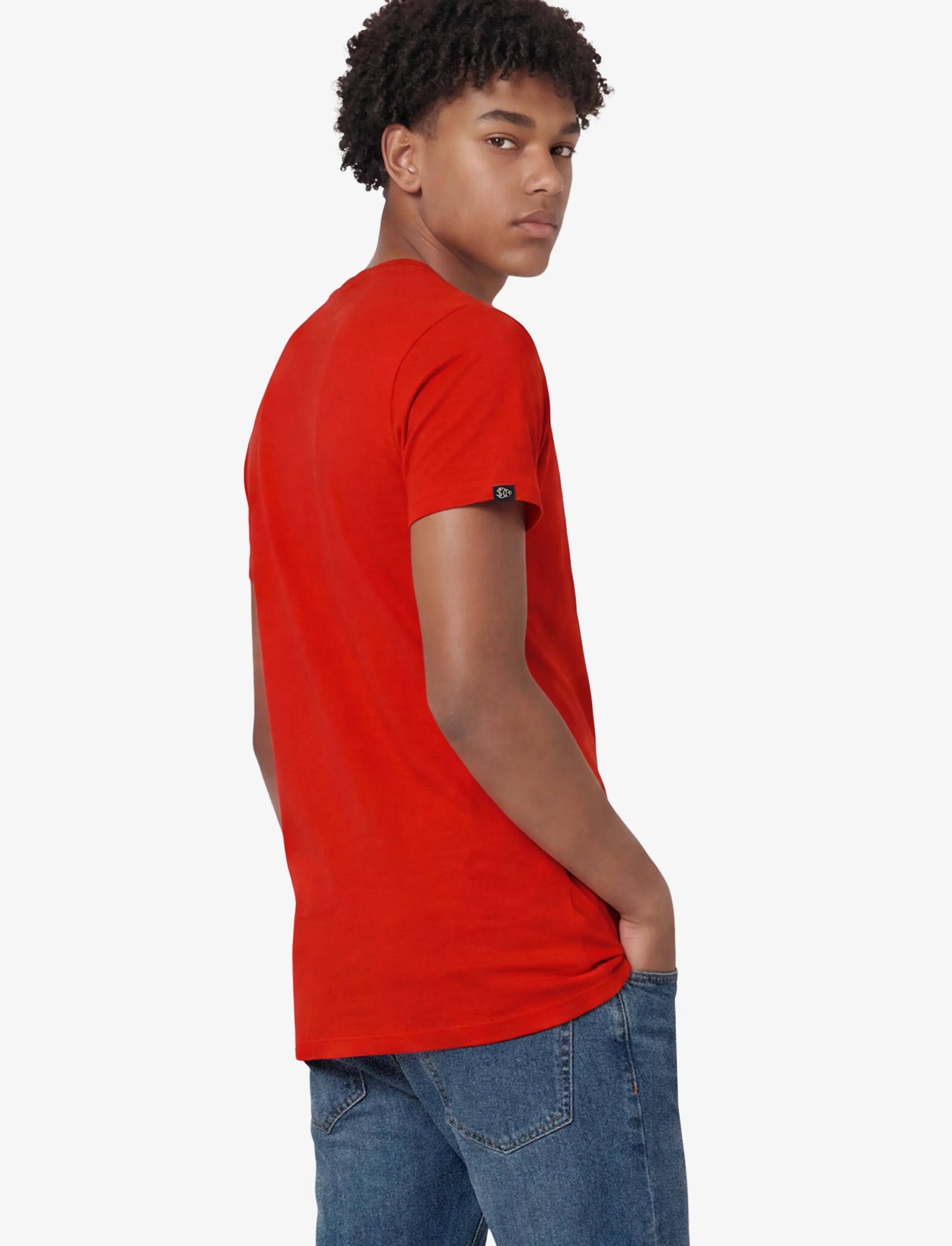 Superdry - ESSENTIAL STACKED LOGO EMB TEE - kortærmede t-shirts - lollipop red/navy - 2