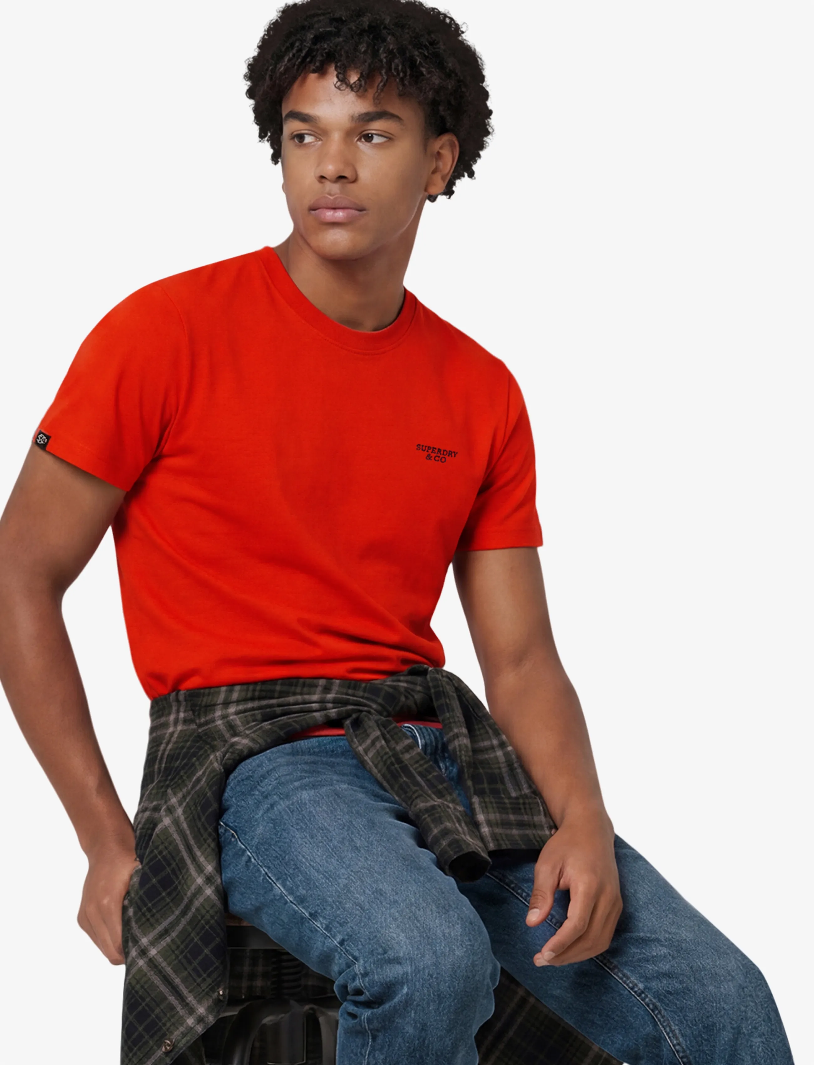 Superdry - ESSENTIAL STACKED LOGO EMB TEE - kortærmede t-shirts - lollipop red/navy - 4