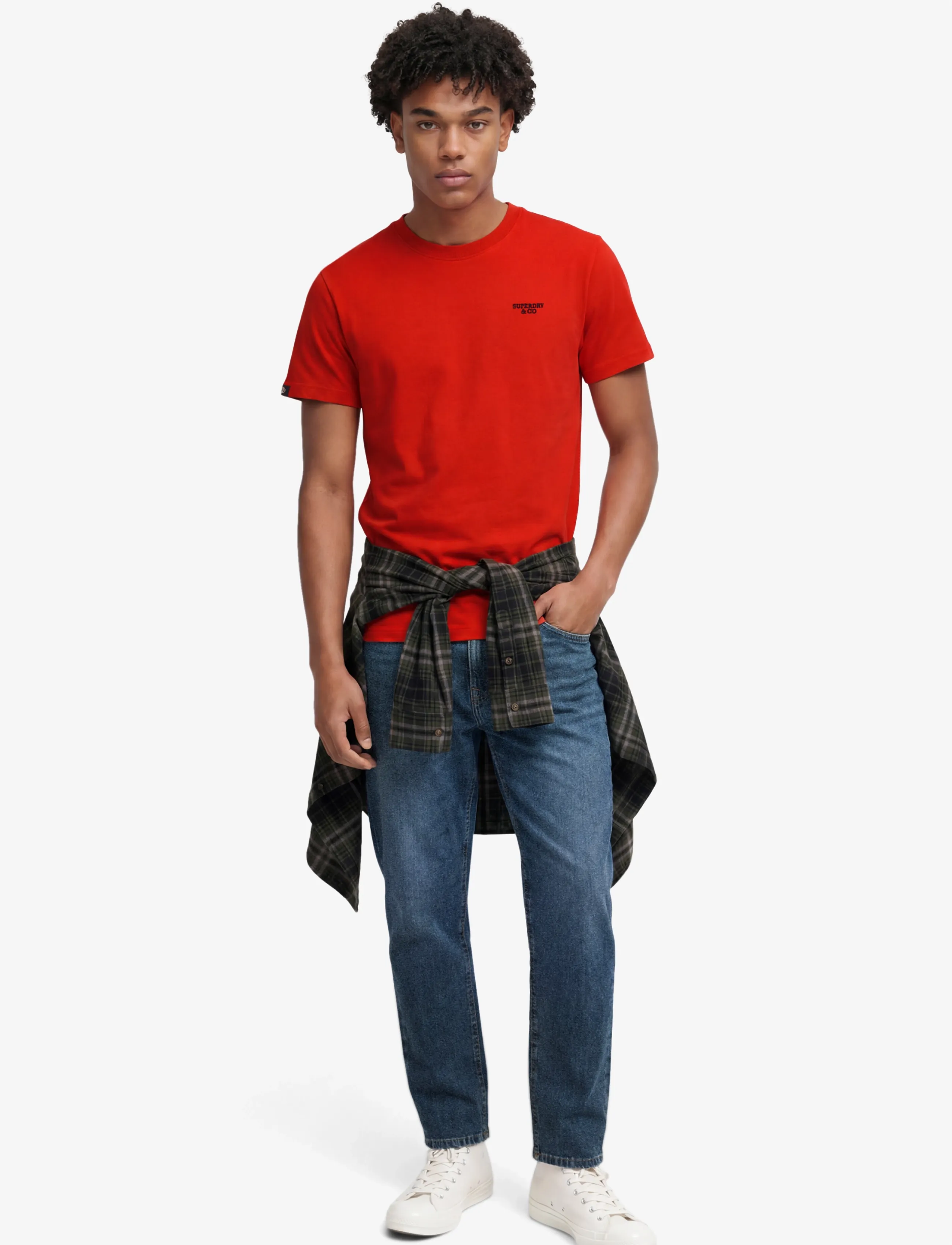Superdry - ESSENTIAL STACKED LOGO EMB TEE - kortærmede t-shirts - lollipop red/navy - 5
