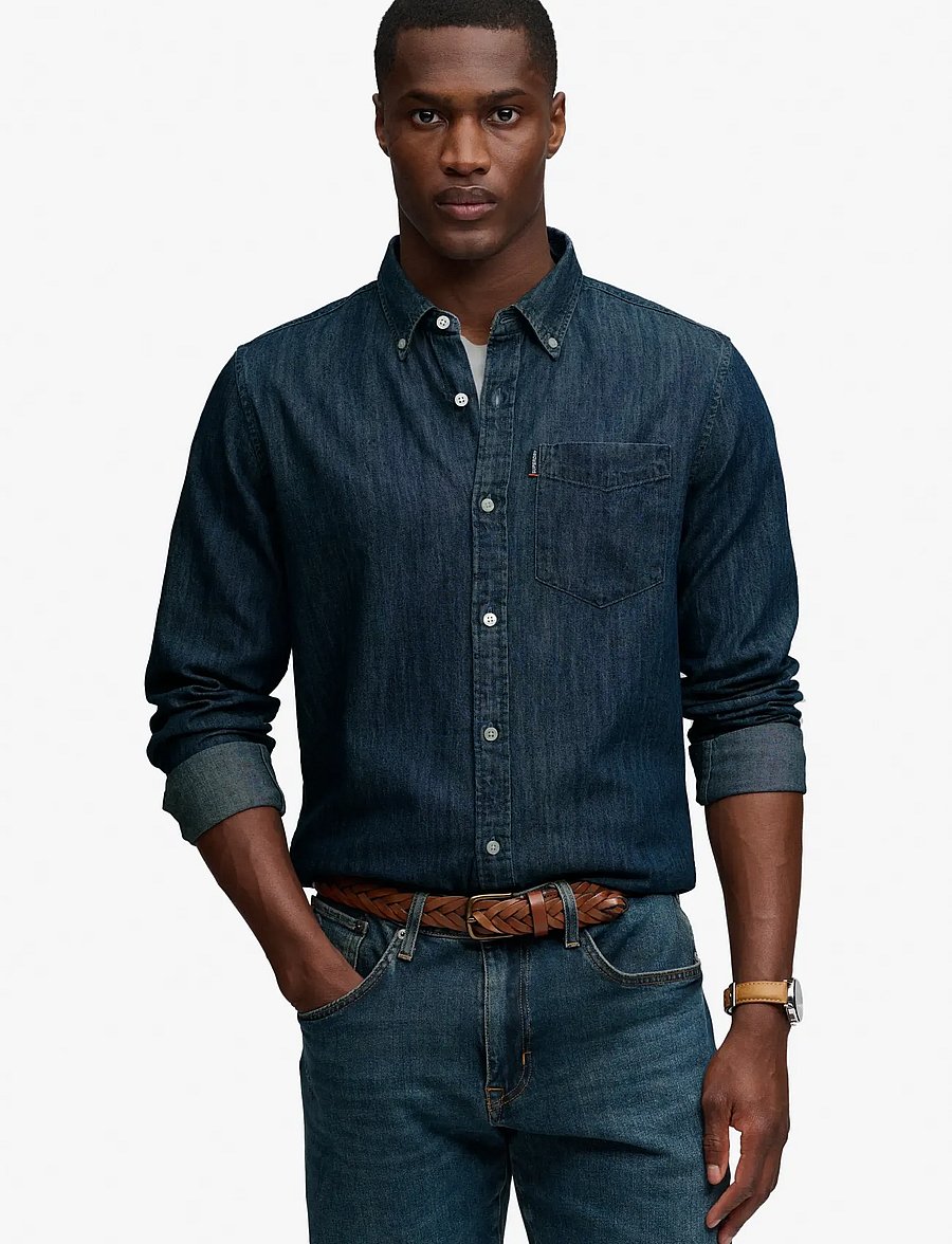 Superdry - ESSENTIAL STACKED LOGO EMB TEE - optic/navy - 0