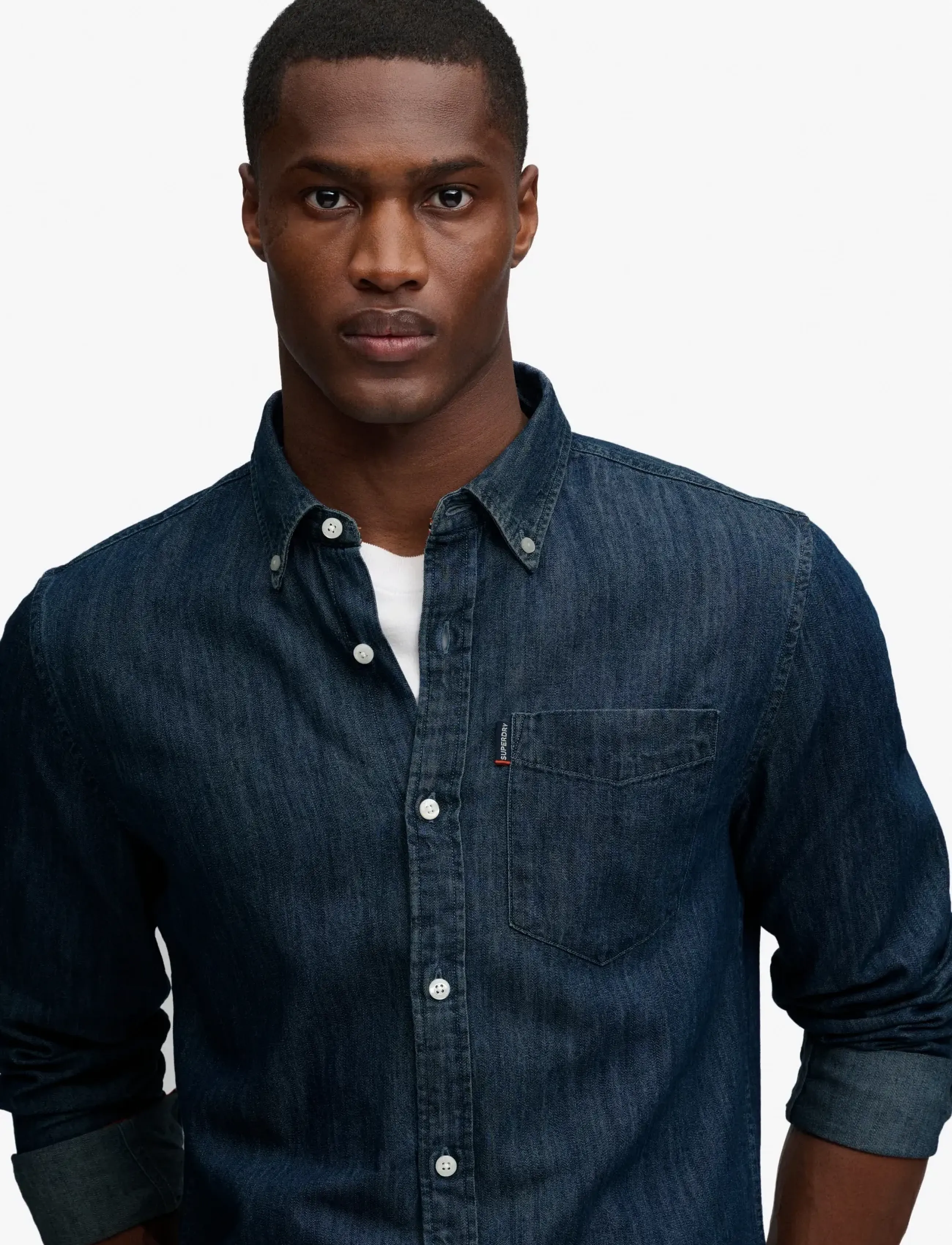 Superdry - ESSENTIAL STACKED LOGO EMB TEE - optic/navy - 4