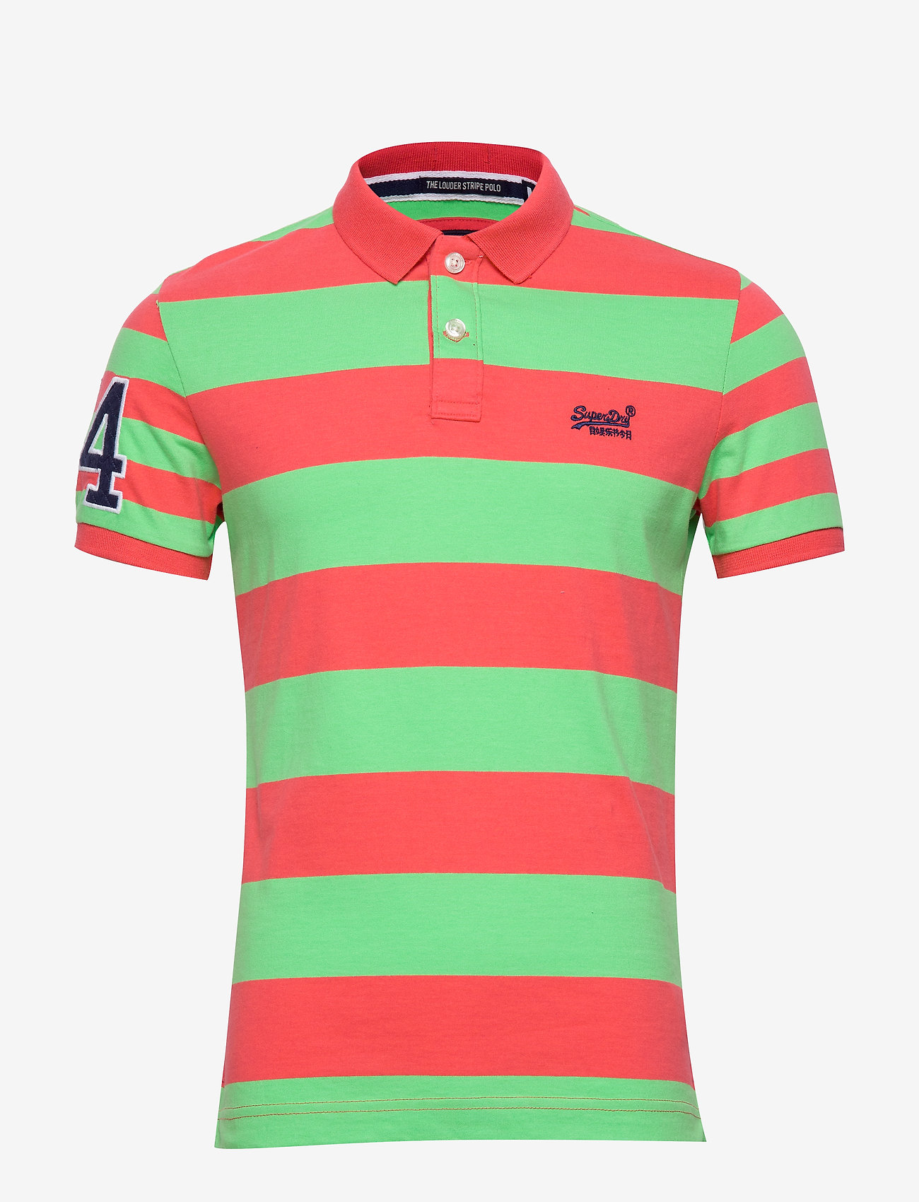 Superdry - LOUDER STRIPE S/S POLO - pink/acid apple - 0