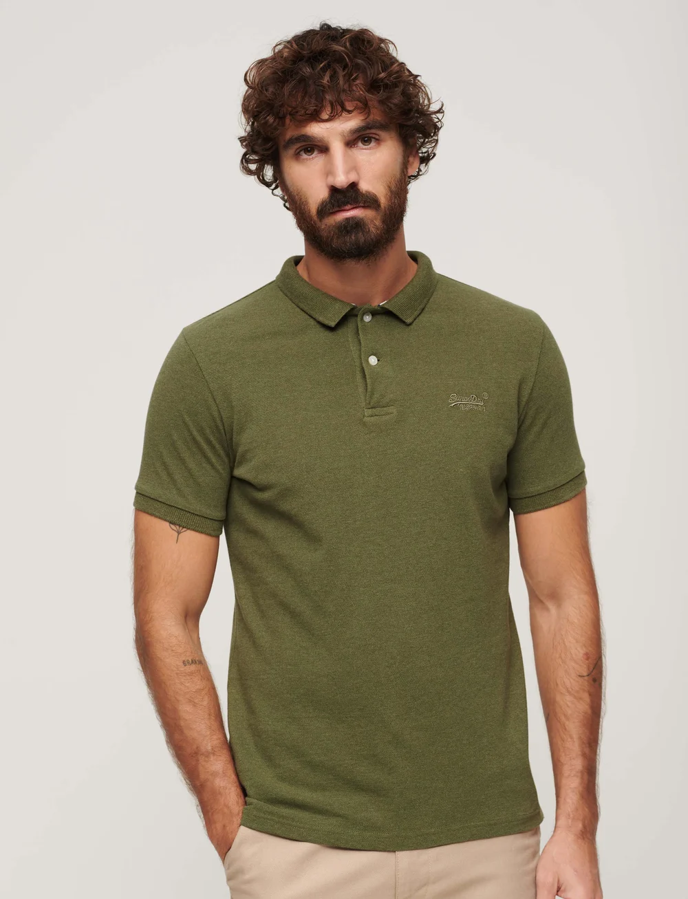 Superdry - CLASSIC PIQUE POLO - kurzärmelig - thrift olive marl - 0