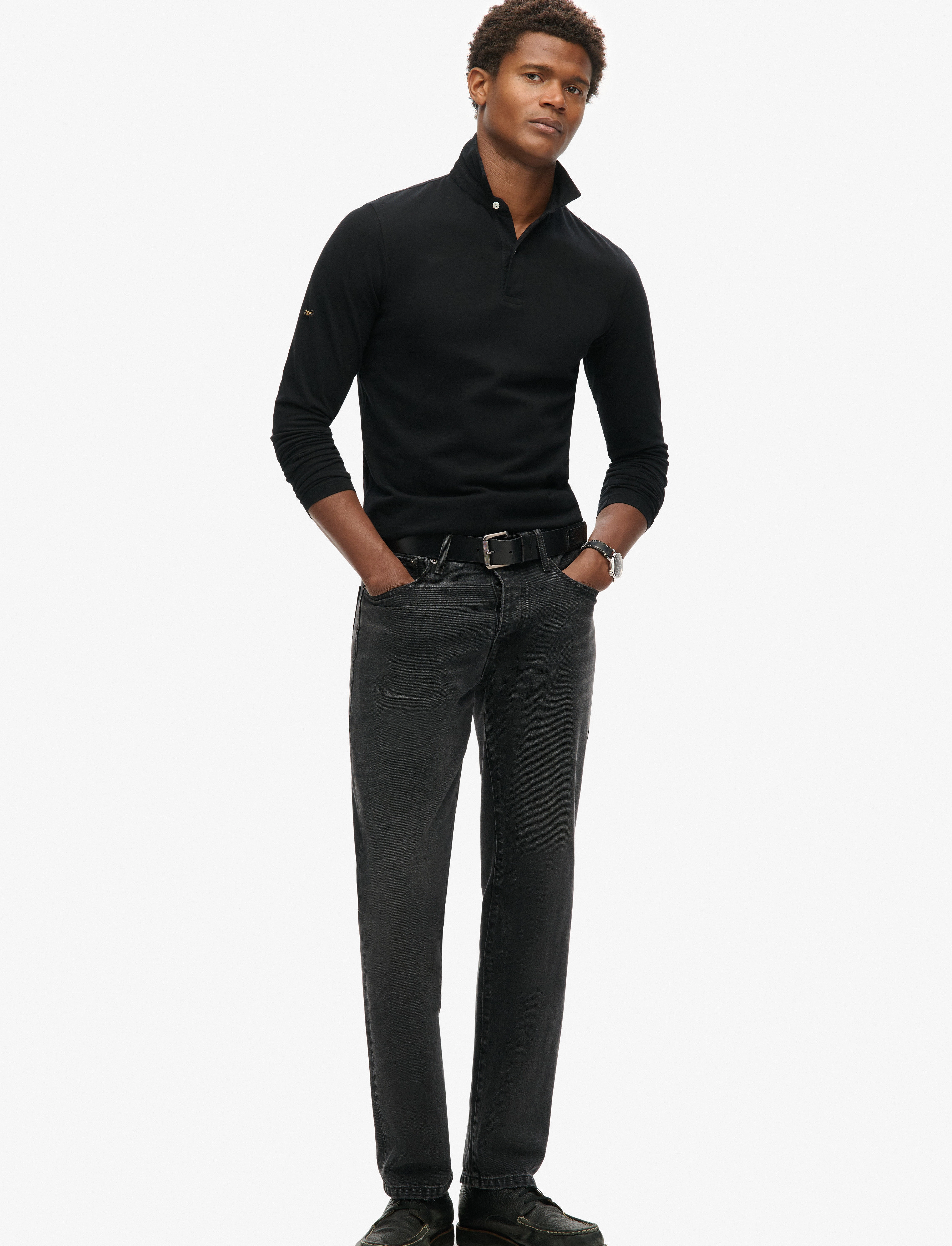 Superdry - STUDIOS L/S JERSEY POLO - black - 5