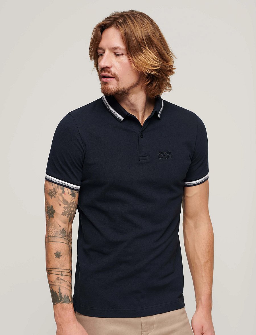 Superdry - SPORTSWEAR RELAXED TIPPED POLO - kortærmede poloer - eclipse navy - 0