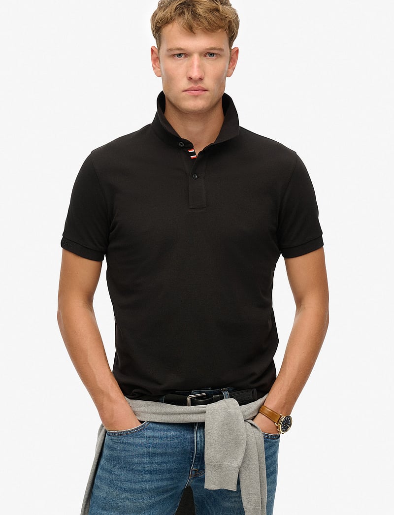 Superdry - CITY PIQUE POLO - short-sleeved polos - black - 0