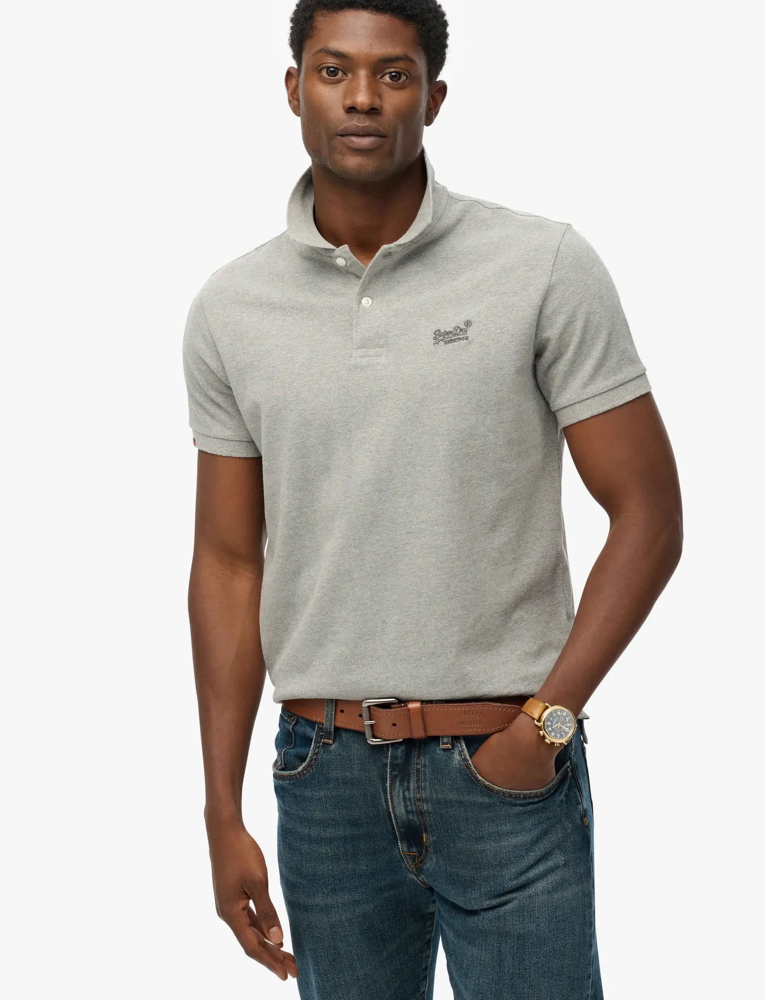 Superdry VINT DESTROY POLO - Polosärgid - SLEET GREY MARL / grey