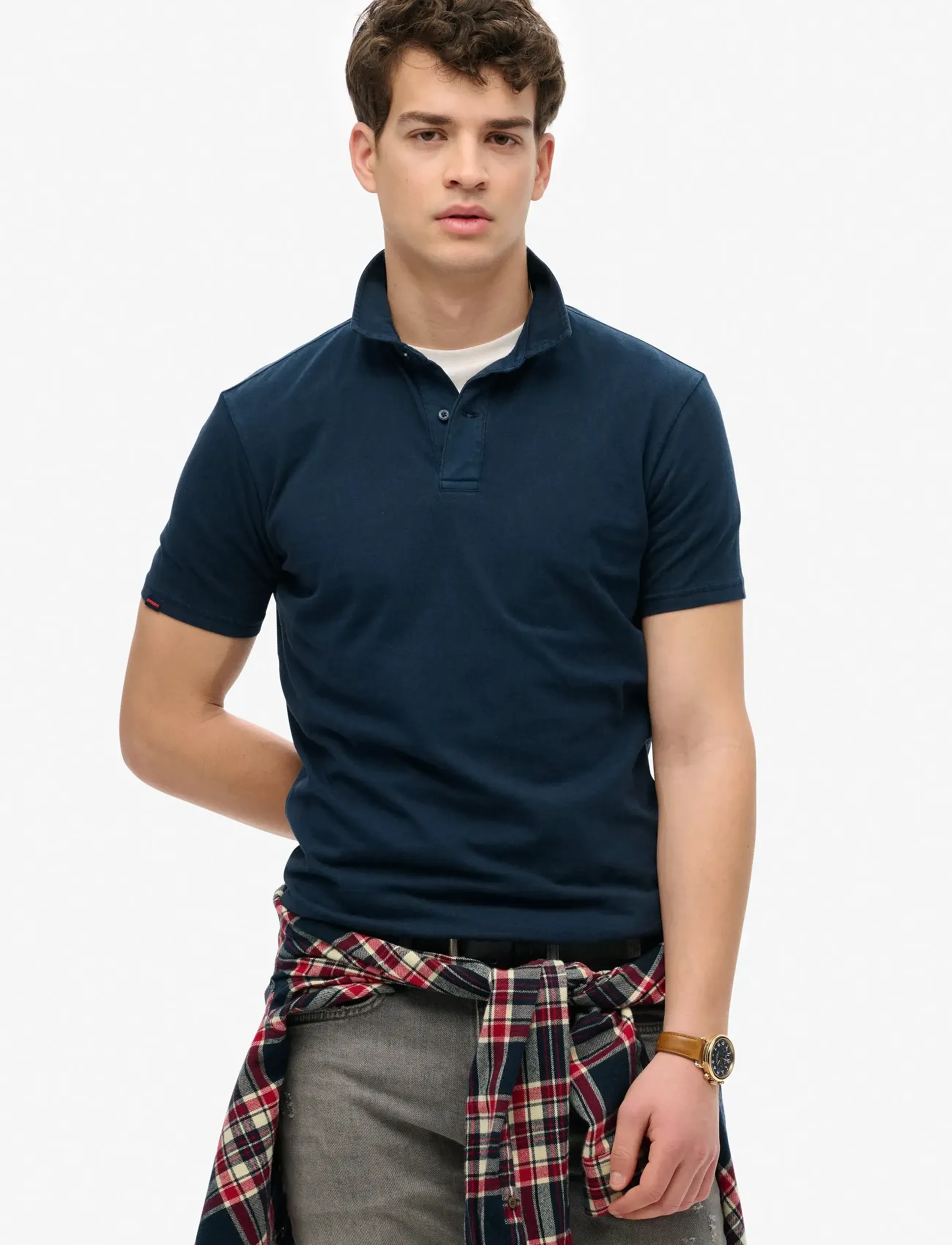 Superdry Essential Jersey Polo, Mænd, Jersey Poloshirt, Navy, Str: XL