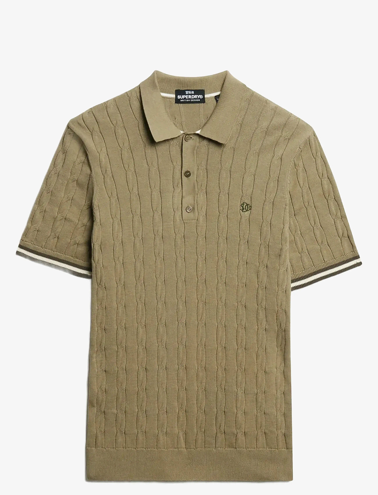 Superdry - KNITTED TEXTURE S/S POLO - kortärmade pikéer - artichoke green - 1