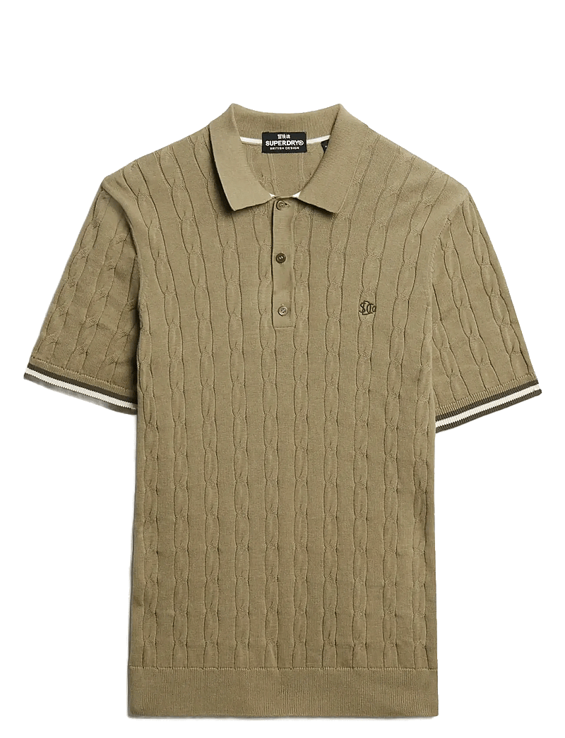 Superdry - KNITTED TEXTURE S/S POLO - kortärmade pikéer - artichoke green - 1