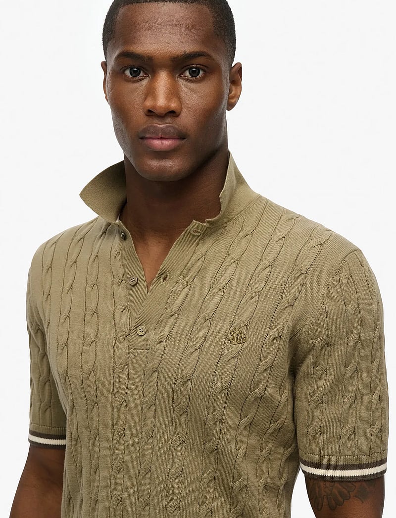 Superdry - KNITTED TEXTURE S/S POLO - kortärmade pikéer - artichoke green - 2