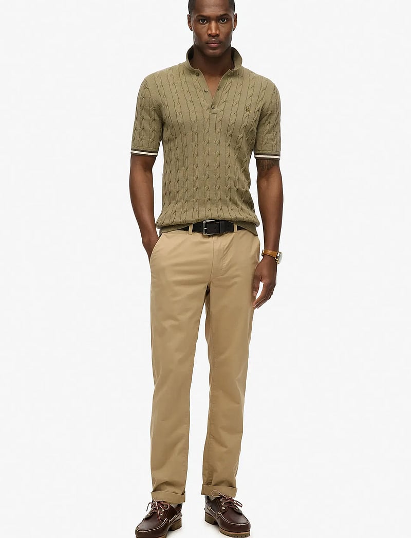 Superdry - KNITTED TEXTURE S/S POLO - kortärmade pikéer - artichoke green - 3