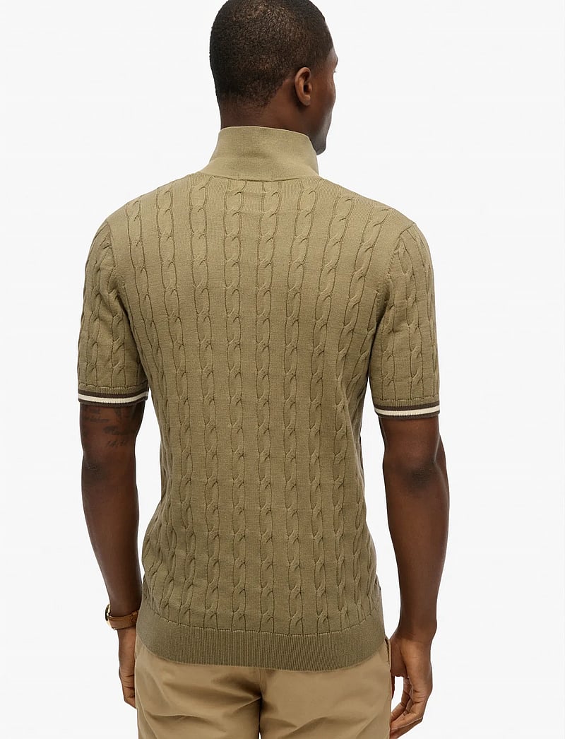 Superdry - KNITTED TEXTURE S/S POLO - kortärmade pikéer - artichoke green - 4