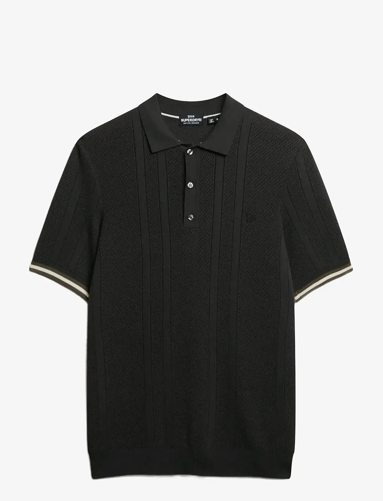 Superdry - KNITTED TEXTURE S/S POLO - polostrik - carbon black - 1