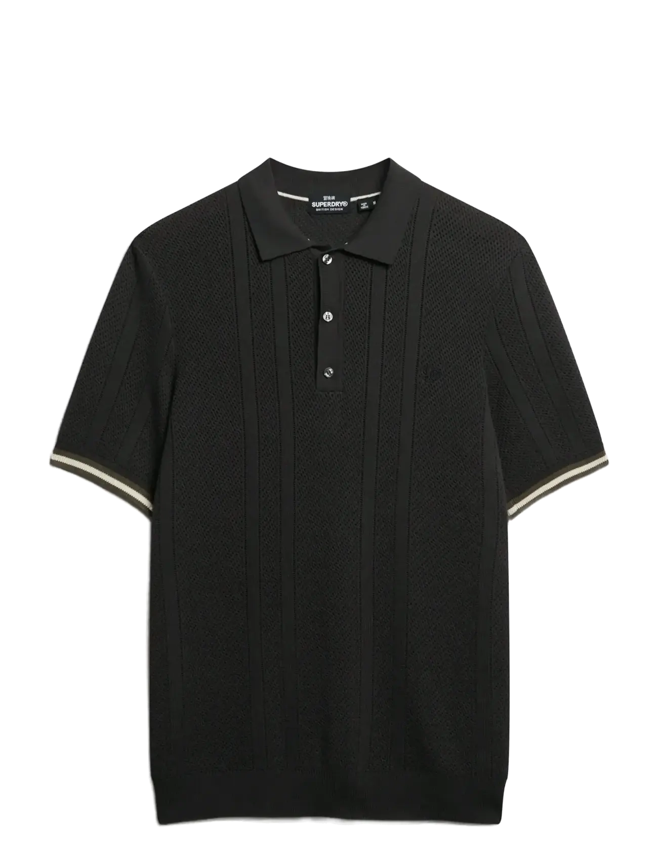 KNITTED TEXTURE S/S POLO - CARBON BLACK