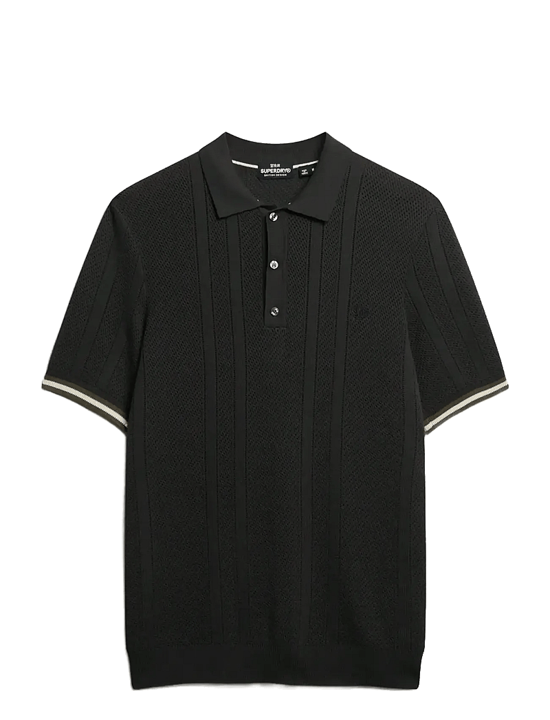 Superdry - KNITTED TEXTURE S/S POLO - polostrik - carbon black - 1
