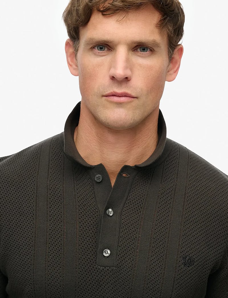 Superdry - KNITTED TEXTURE S/S POLO - polostrik - carbon black - 2