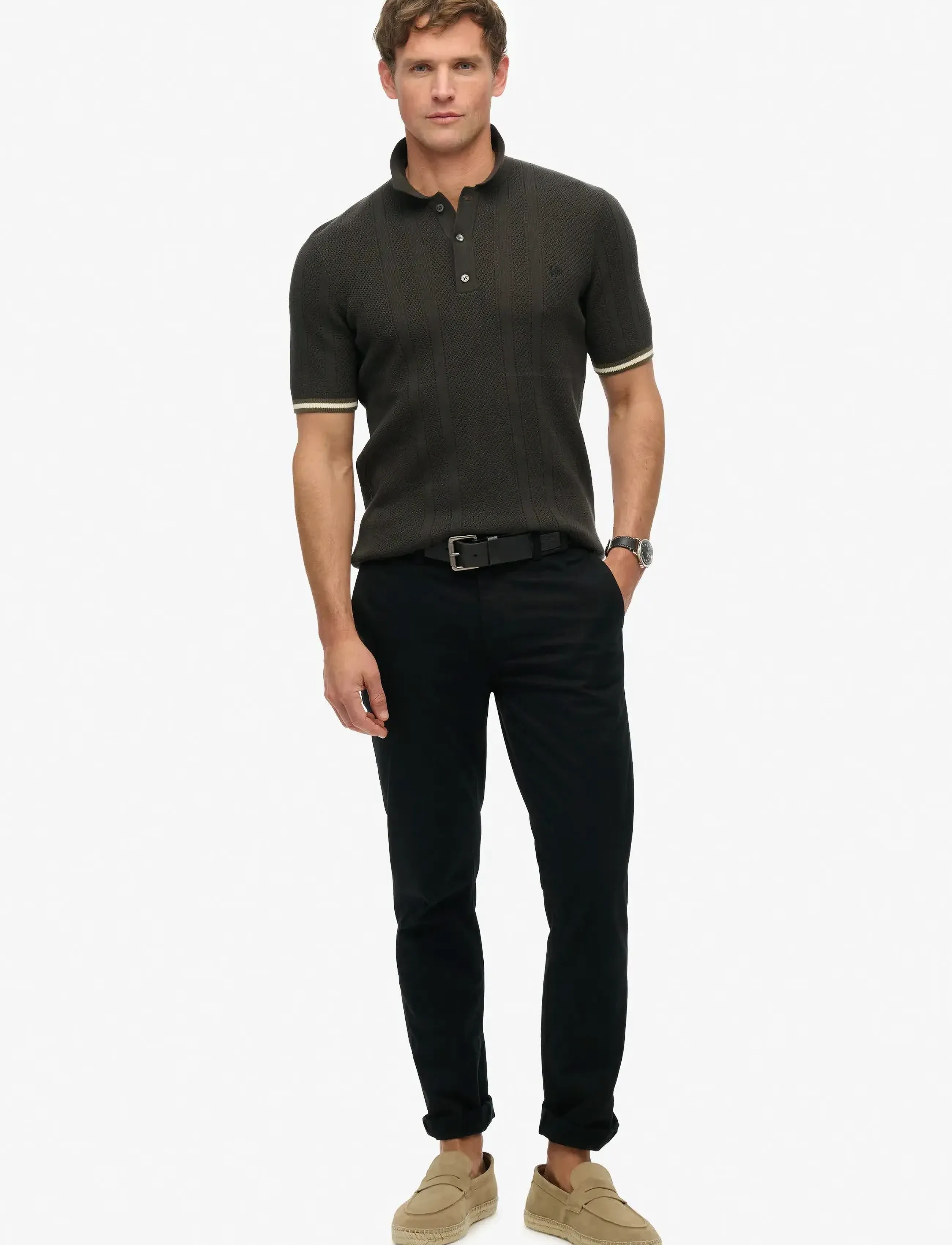 Superdry - KNITTED TEXTURE S/S POLO - carbon black - 3