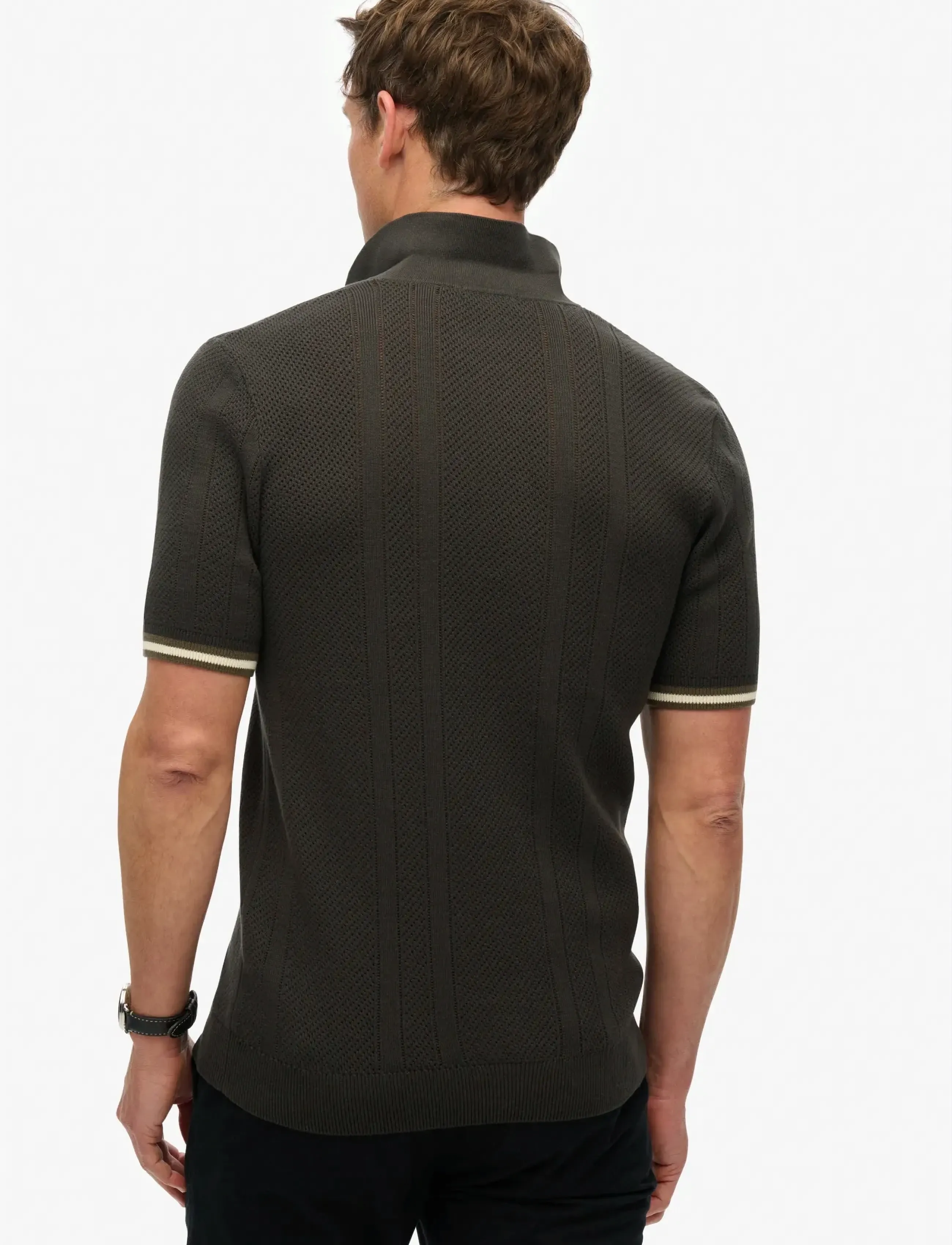 Superdry - KNITTED TEXTURE S/S POLO - carbon black - 4