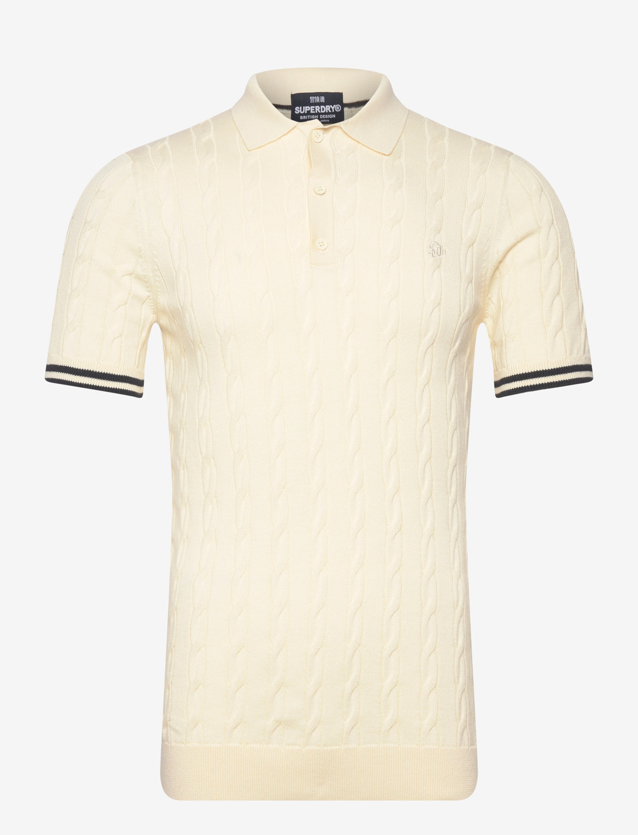 Superdry - KNITTED TEXTURE S/S POLO - gestrickte polohemden - classic cream - 1