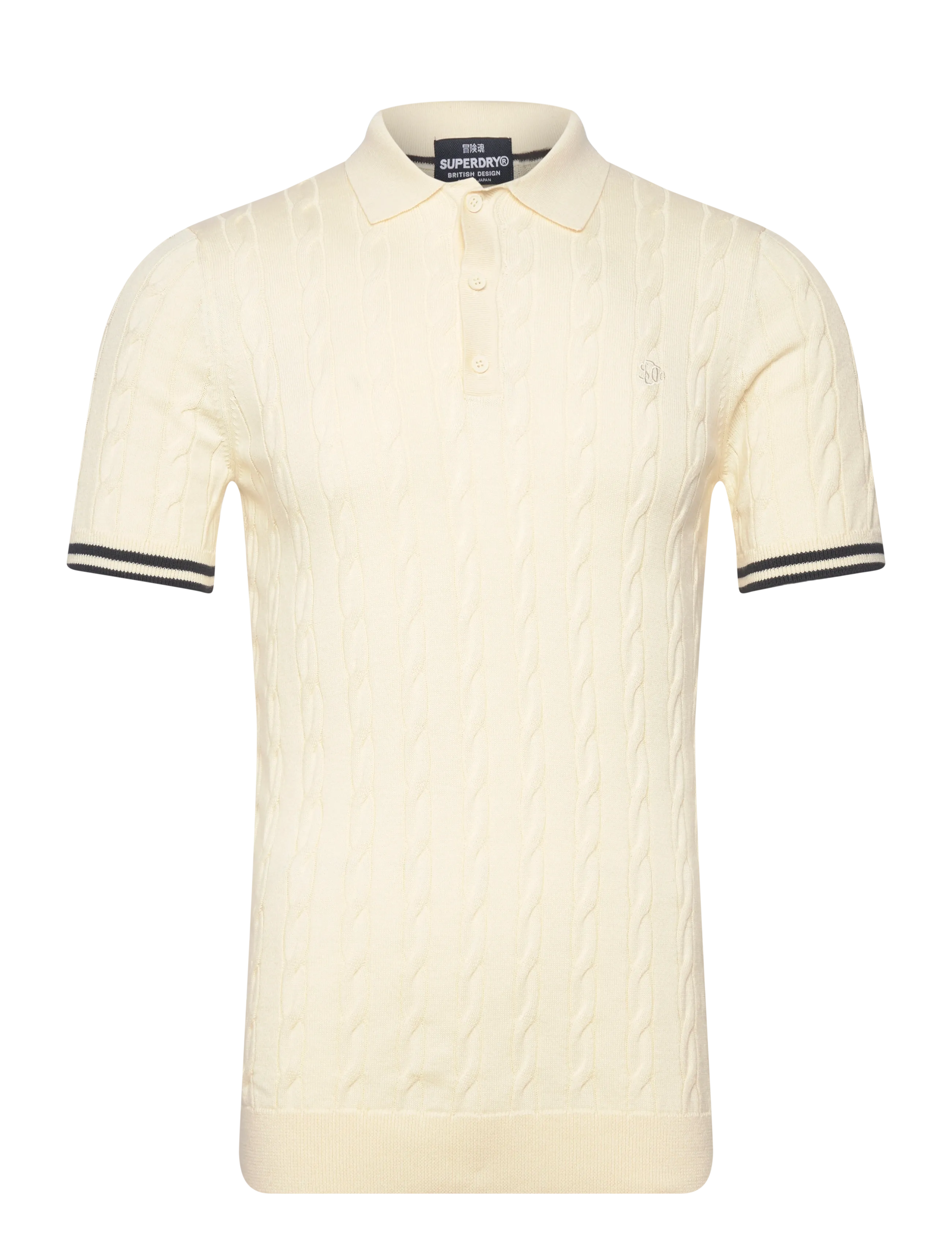 KNITTED TEXTURE S/S POLO - CLASSIC CREAM