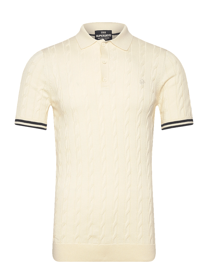 Superdry - KNITTED TEXTURE S/S POLO - gestrickte polohemden - classic cream - 1