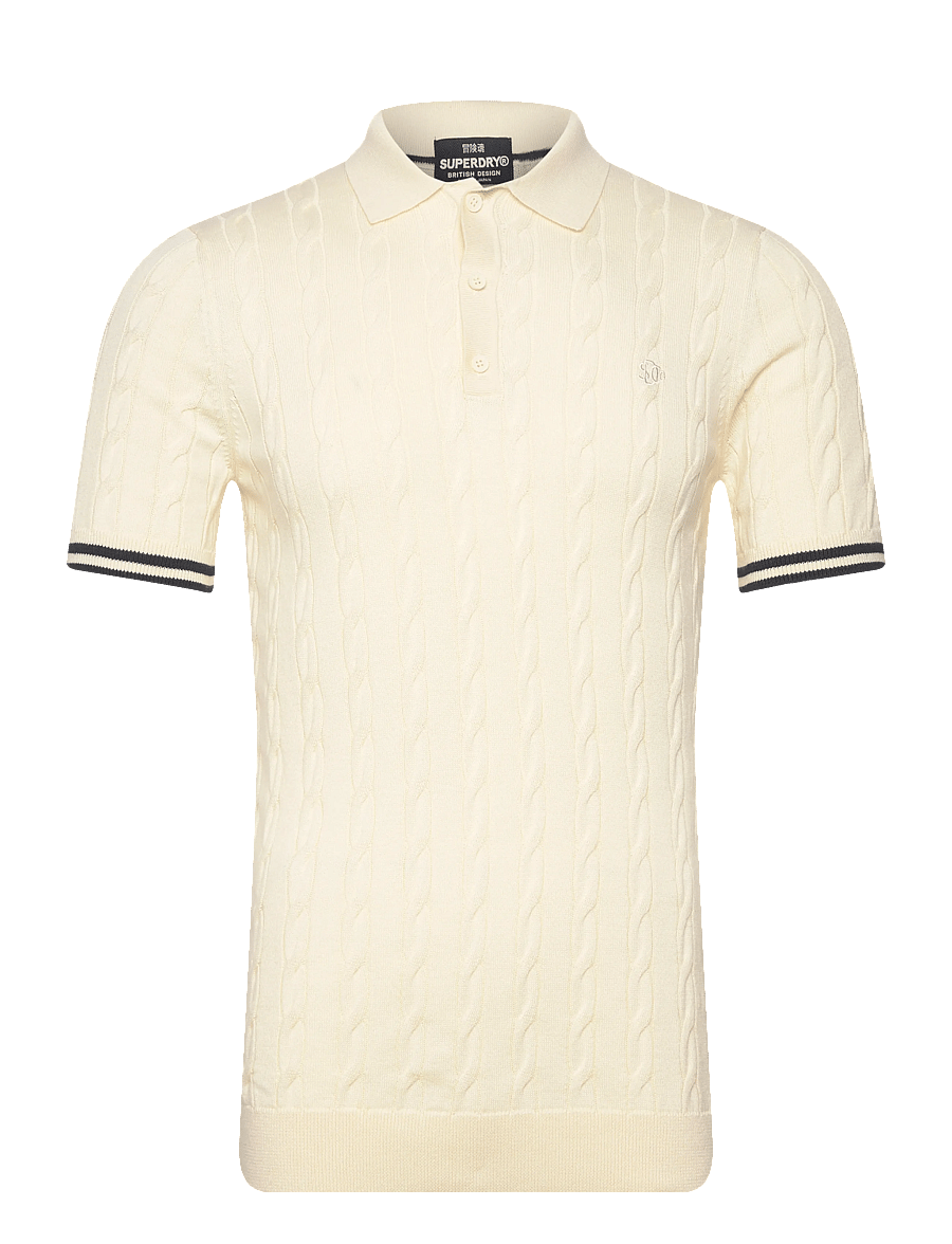 Superdry - KNITTED TEXTURE S/S POLO - classic cream - 1