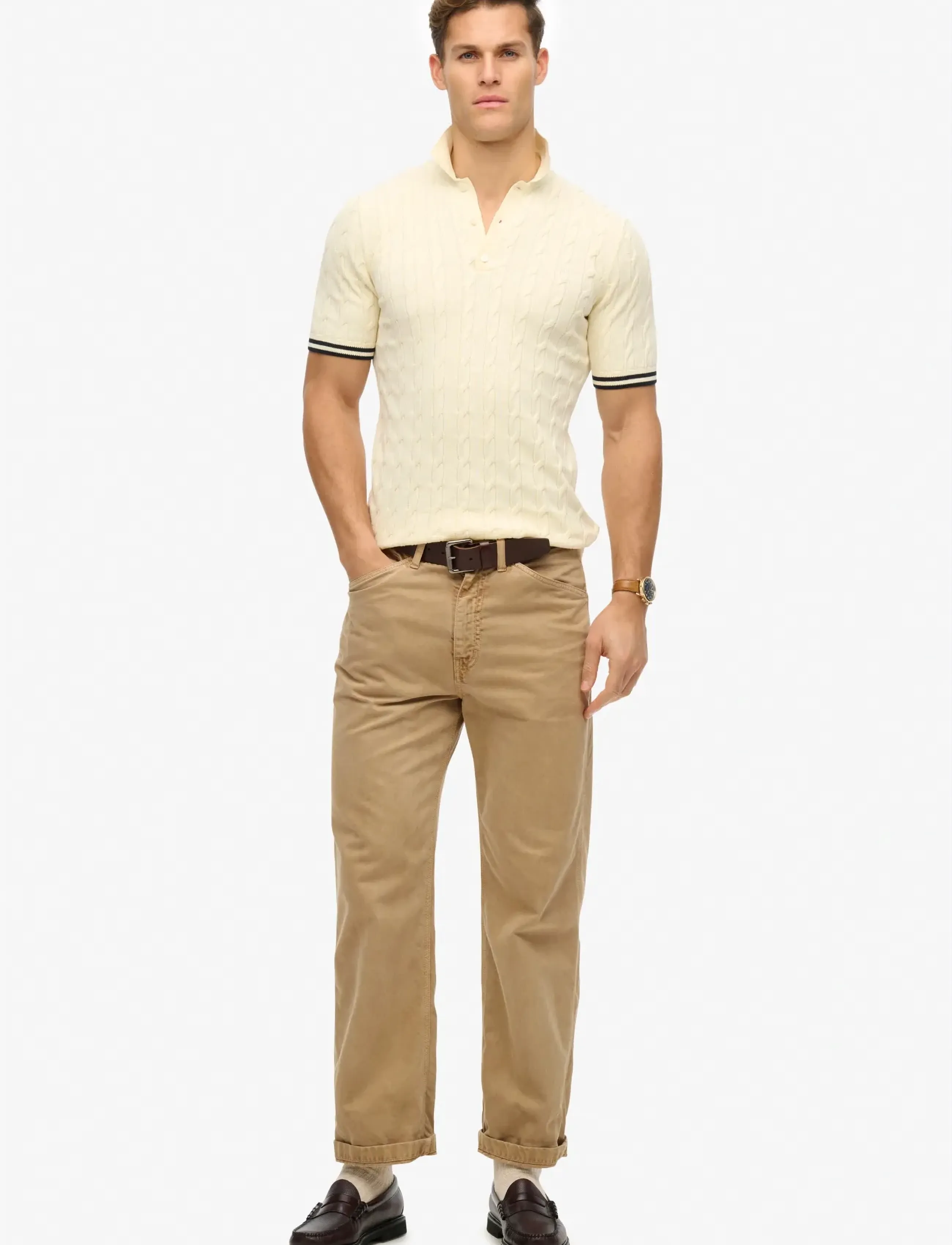 Superdry - KNITTED TEXTURE S/S POLO - classic cream - 3