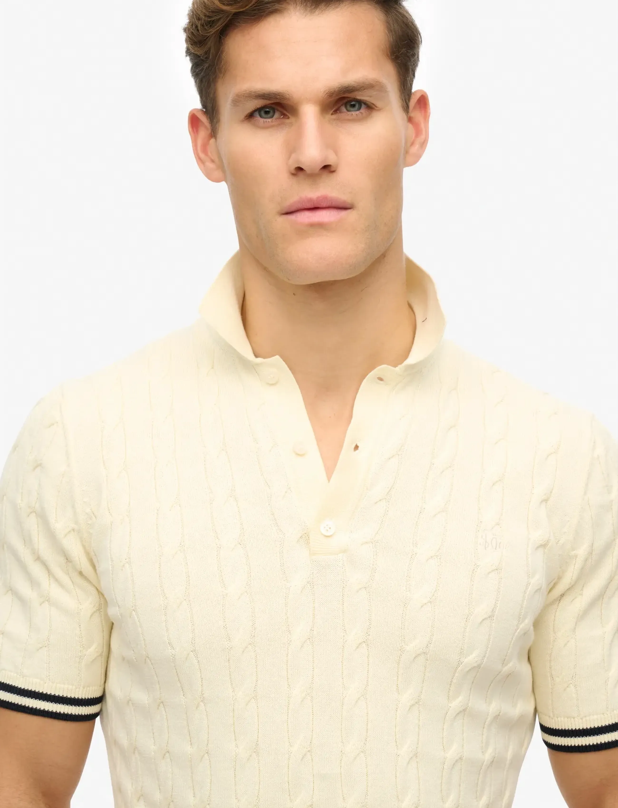 Superdry - KNITTED TEXTURE S/S POLO - classic cream - 4