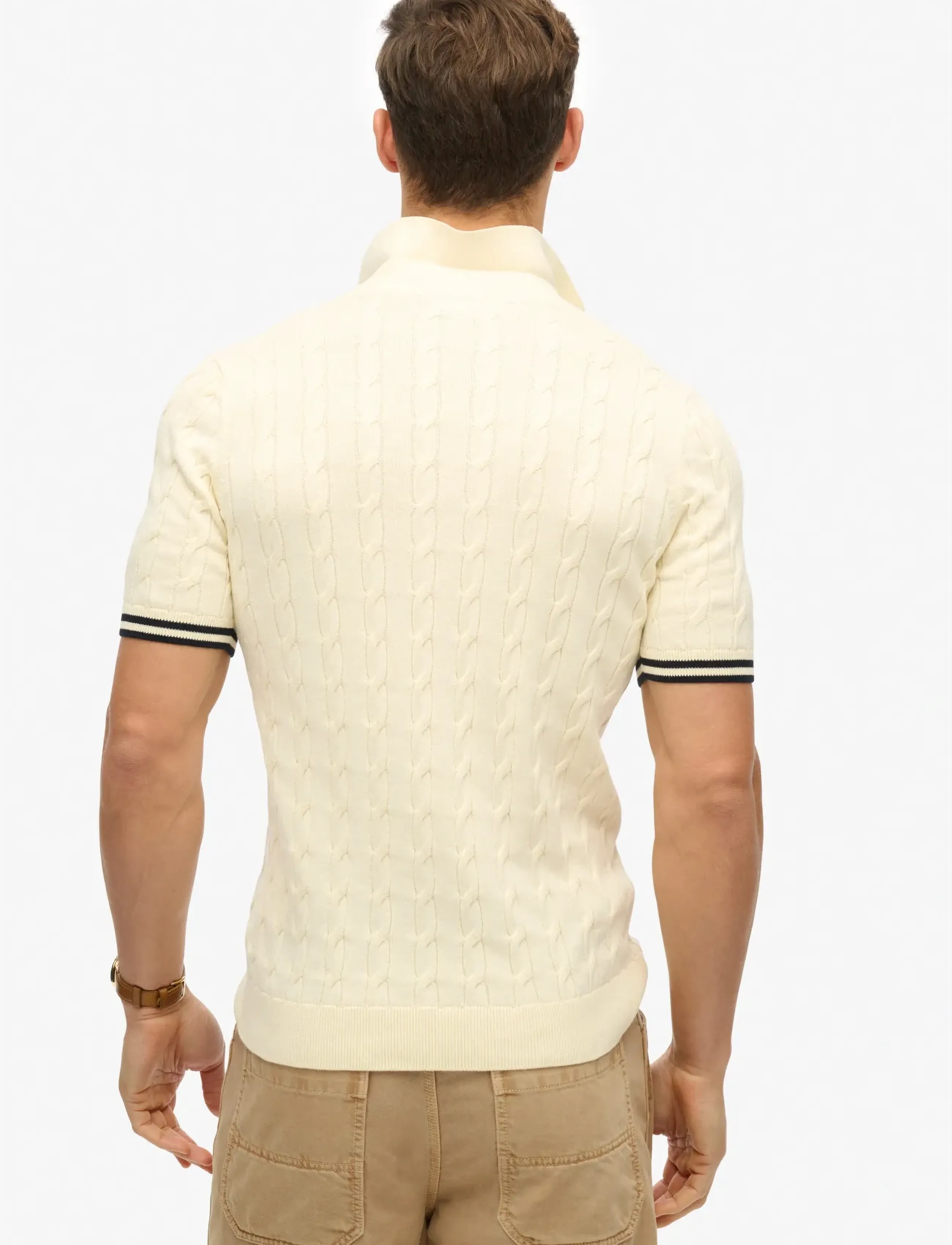 Superdry - KNITTED TEXTURE S/S POLO - classic cream - 5