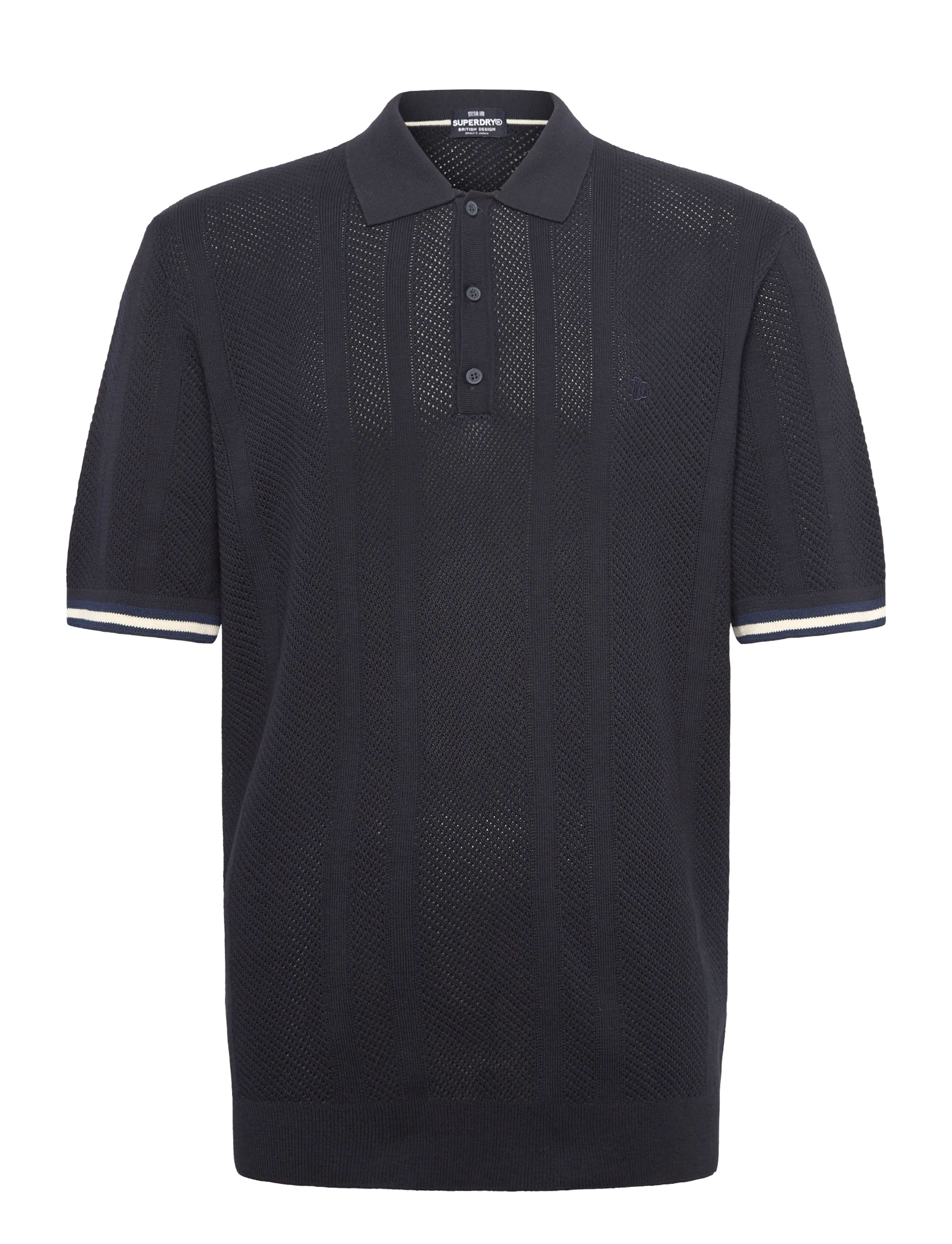 Superdry KNITTED TEXTURE S/S POLO - Strik - CLASSIC NAVY LINEAR / navy