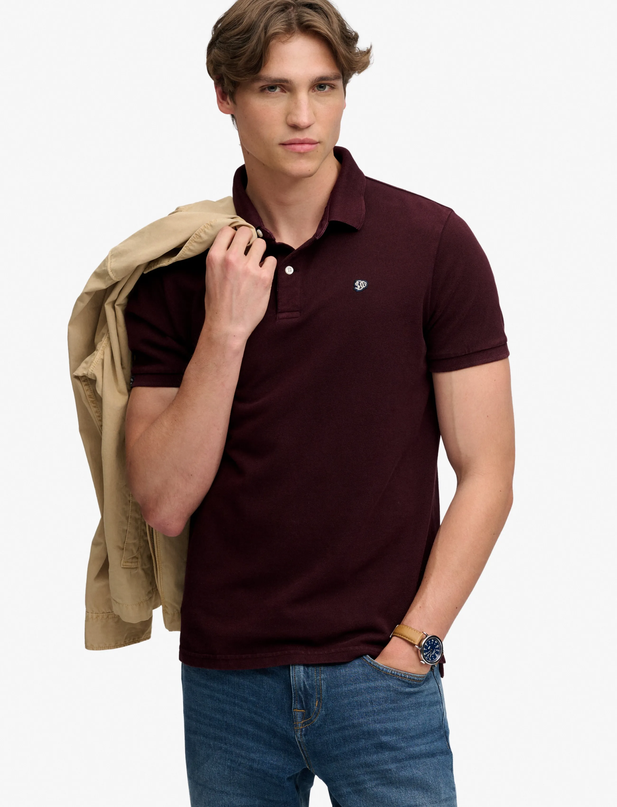 Superdry VINTAGE DESTROY POLO - Kortærmede poloer - WINTER PORT / burgundy
