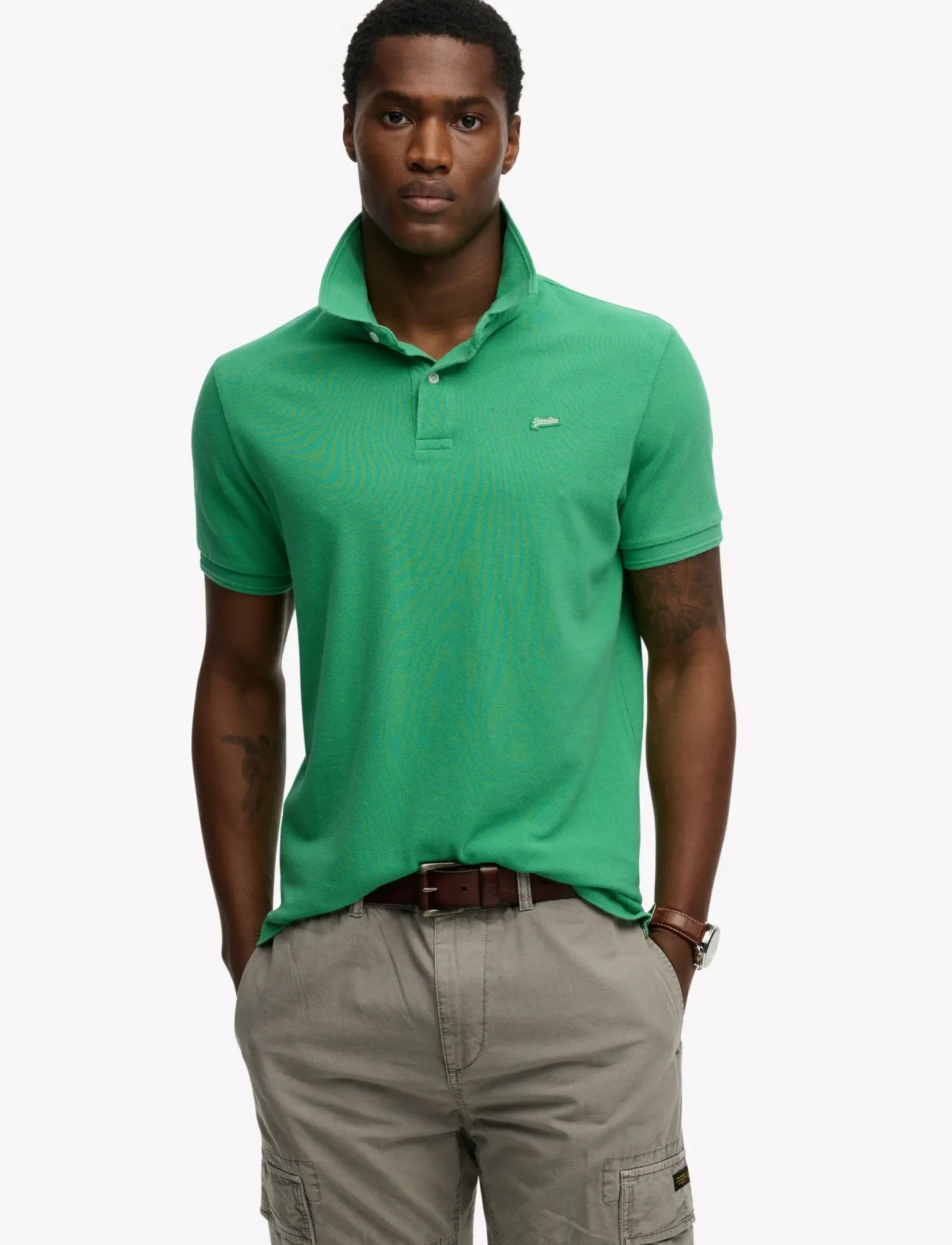 Superdry CLASSIC PIQUE POLO - Pikeepaidat - ISLAND GREEN / green