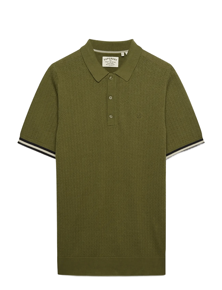 Superdry - KNITTED TEXTURE S/S POLO - kurzärmelig - classic olive - 1