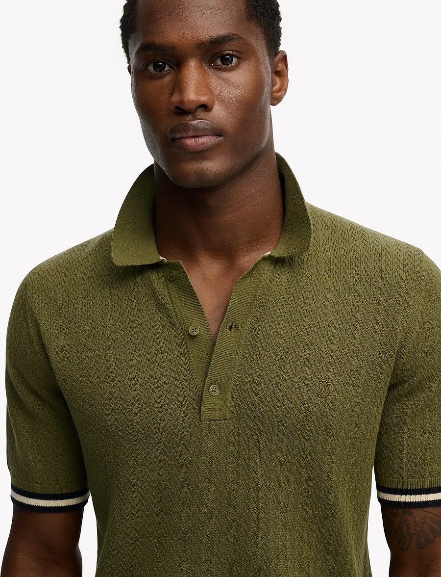 Superdry - KNITTED TEXTURE S/S POLO - kurzärmelig - classic olive - 2