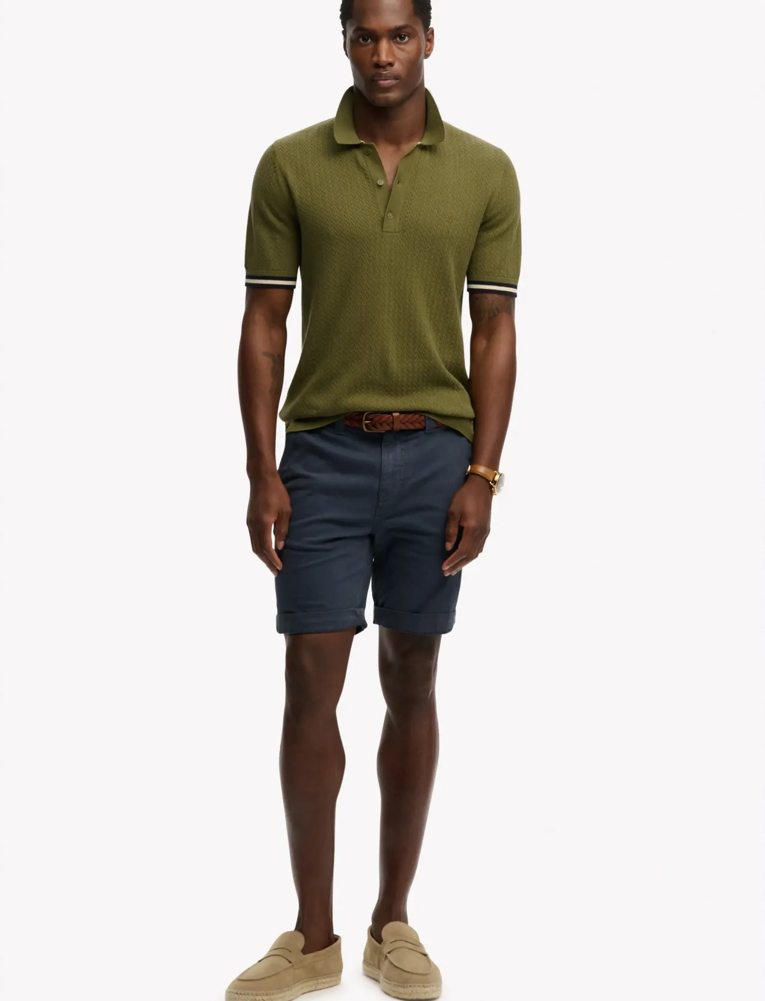Superdry - KNITTED TEXTURE S/S POLO - short-sleeved polos - classic olive - 4