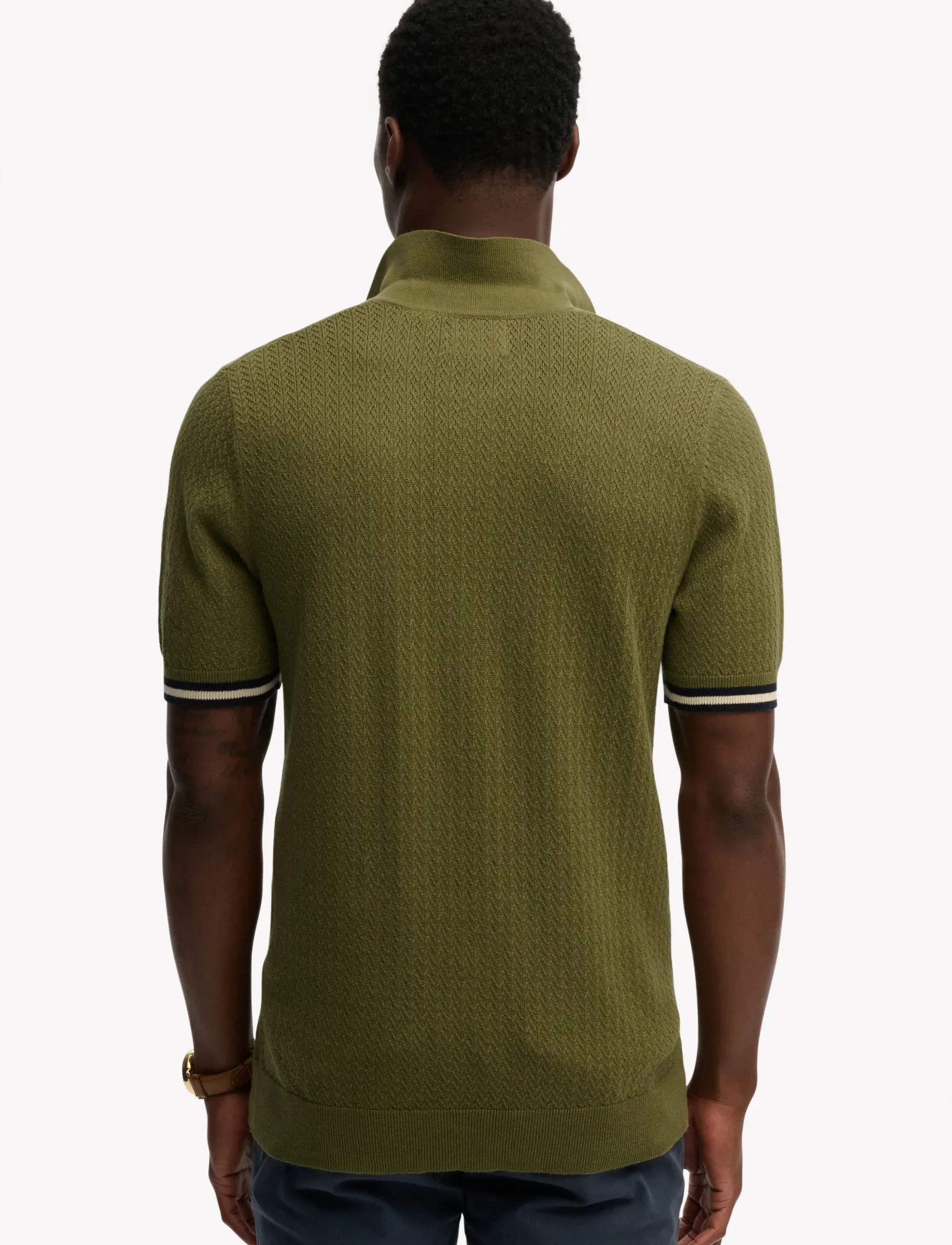 Superdry - KNITTED TEXTURE S/S POLO - short-sleeved polos - classic olive - 5