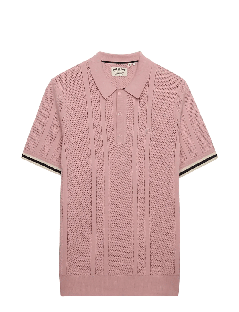 Superdry - KNITTED TEXTURE S/S POLO - kortærmede poloer - grey pink - 1