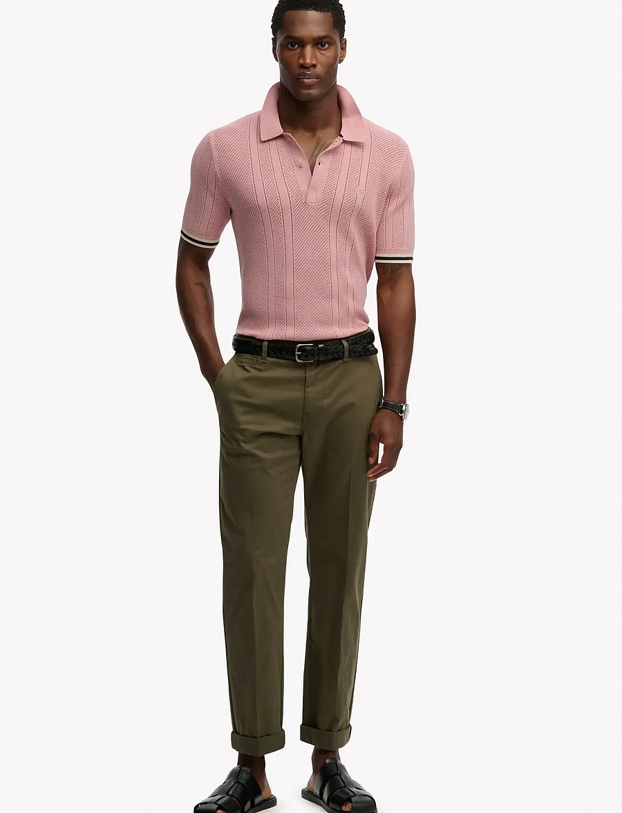 Superdry - KNITTED TEXTURE S/S POLO - kortärmade pikéer - grey pink - 4