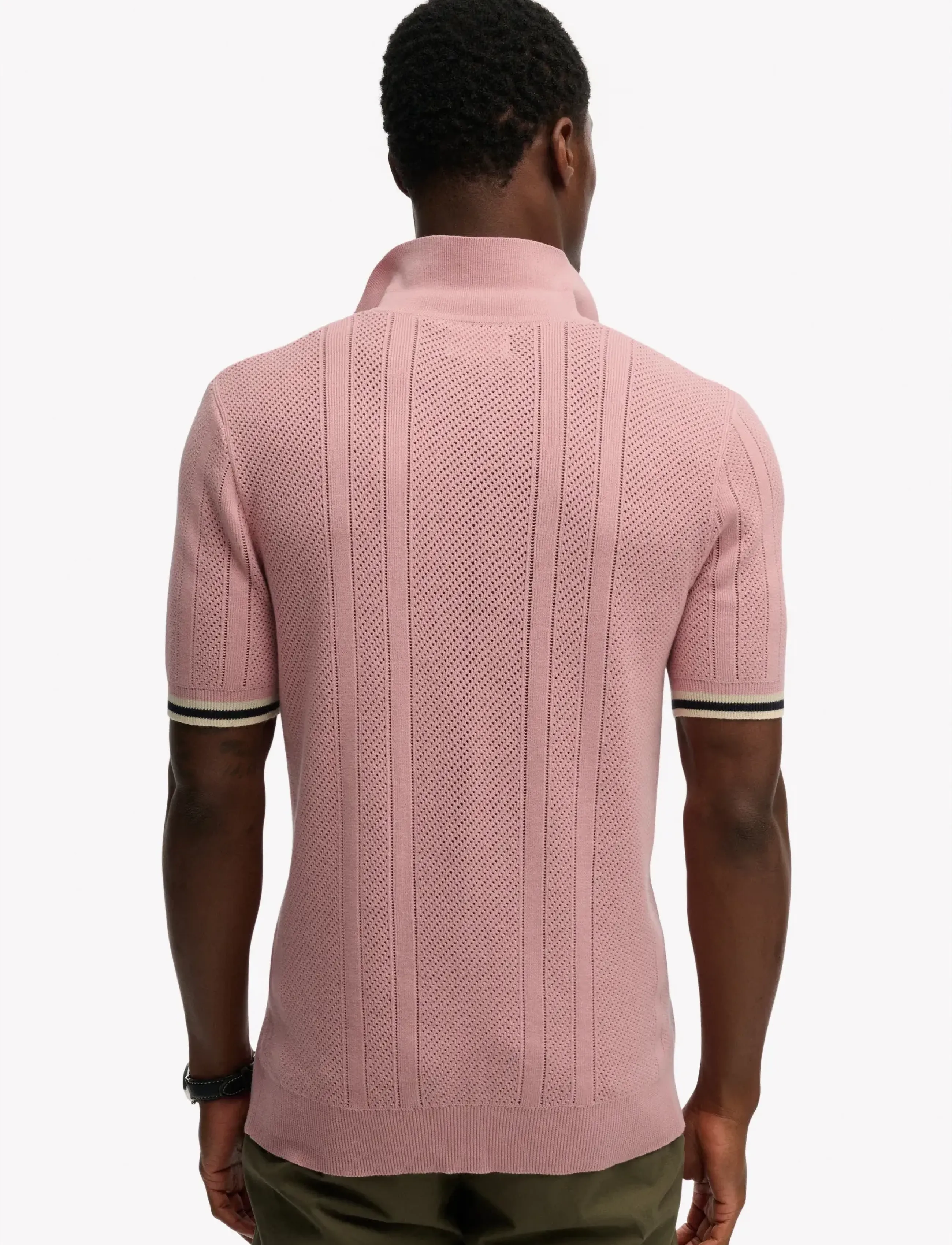 Superdry - KNITTED TEXTURE S/S POLO - short-sleeved polos - grey pink - 5