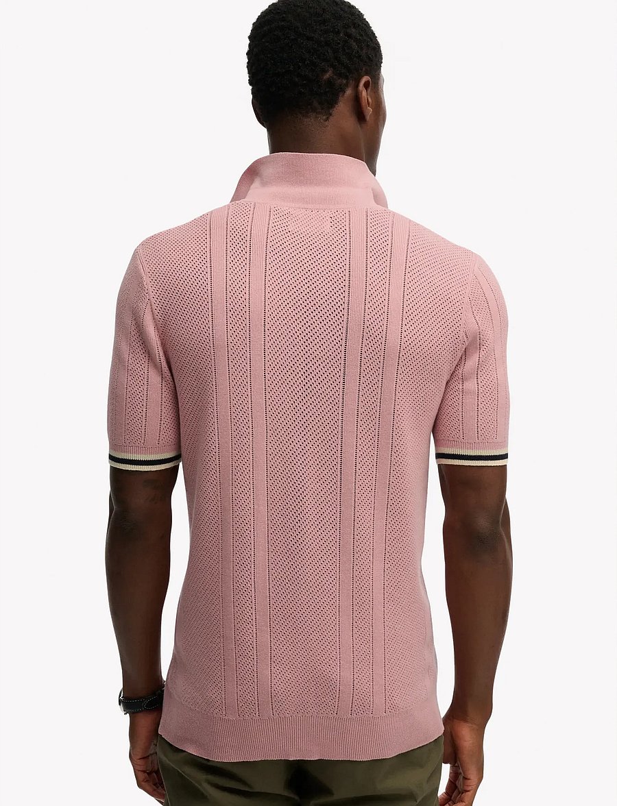Superdry - KNITTED TEXTURE S/S POLO - kortärmade pikéer - grey pink - 5