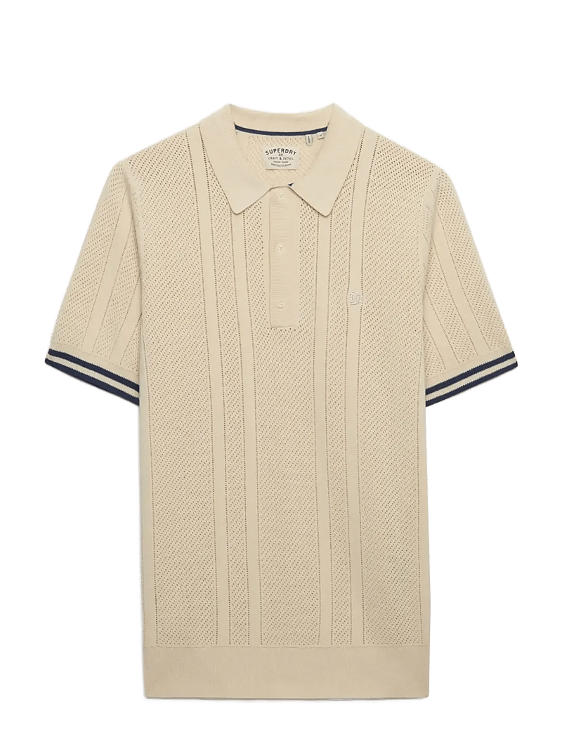 Superdry - KNITTED TEXTURE S/S POLO - kurzärmelig - oatmeal beige - 1