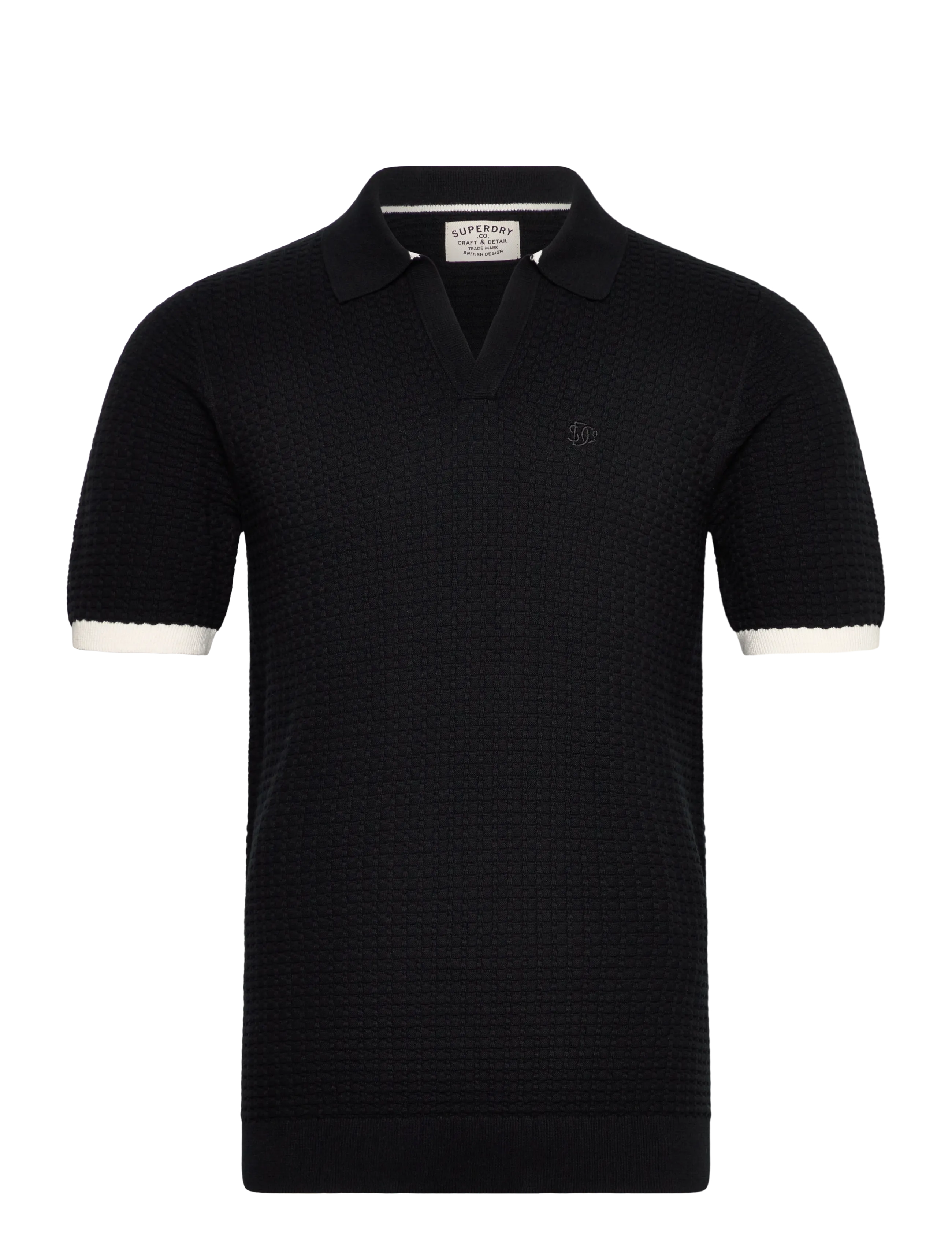SUPERDRY Johnny Collar Strick Polo Schwarz - L - Herren
