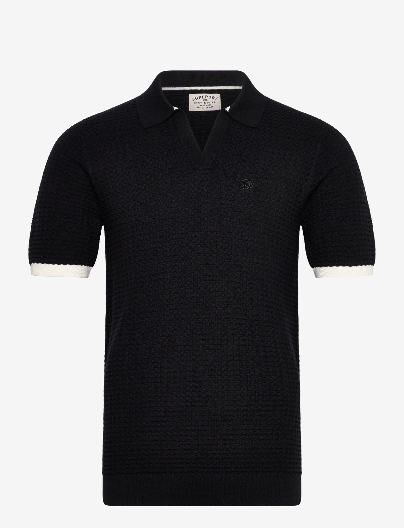 Superdry - JOHNNY COLLAR KNITTED POLO - knitted polos - black - 1