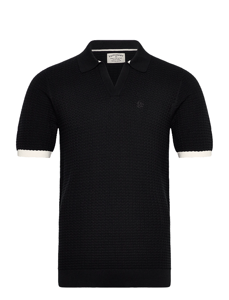 Superdry - JOHNNY COLLAR KNITTED POLO - trikotažiniai polo marškinėliai - black - 1