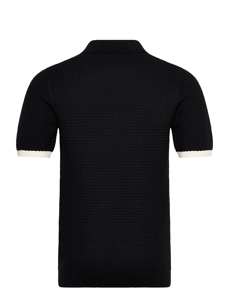 Superdry - JOHNNY COLLAR KNITTED POLO - trikotažiniai polo marškinėliai - black - 2