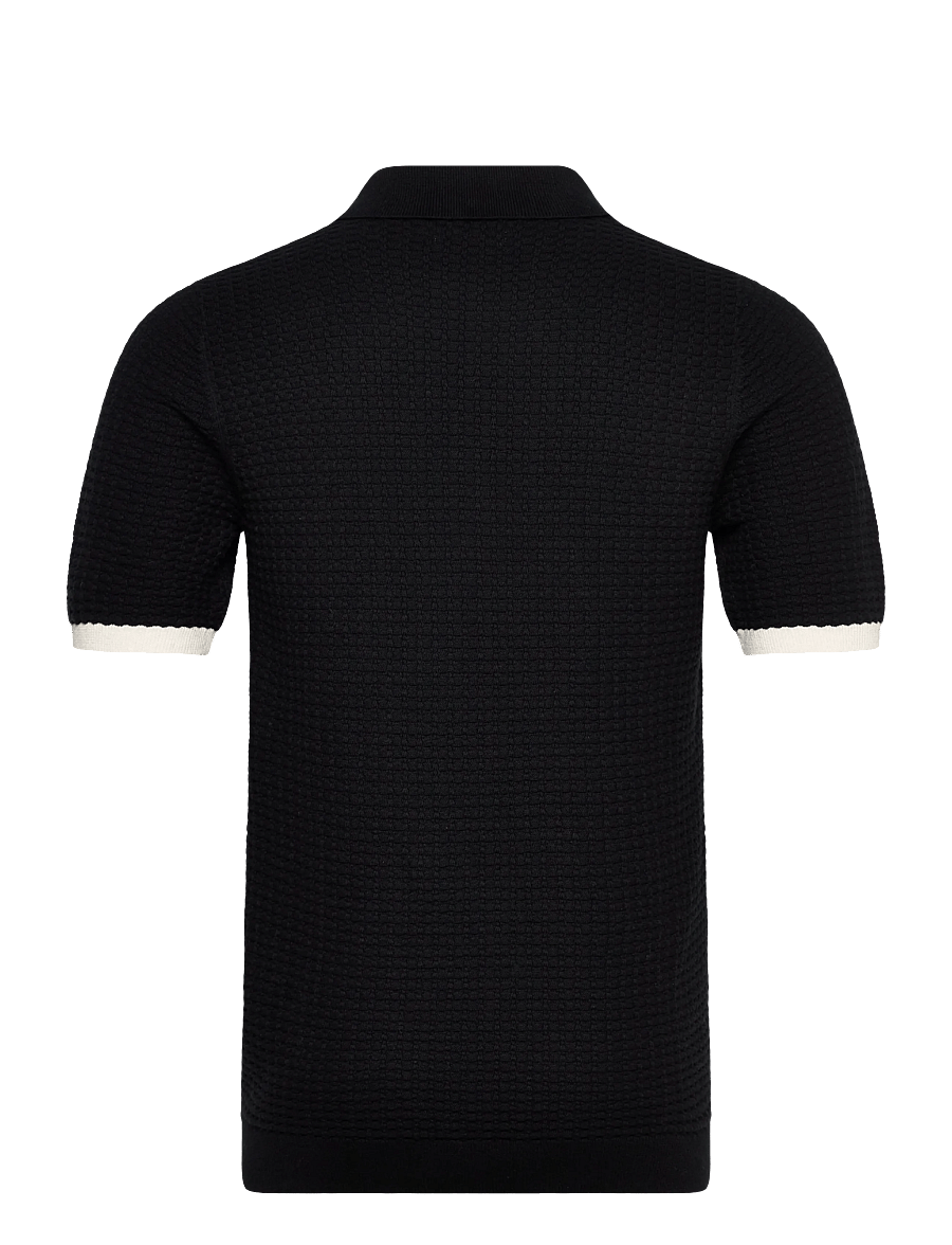 Superdry - JOHNNY COLLAR KNITTED POLO - stickade pikéer - black - 2