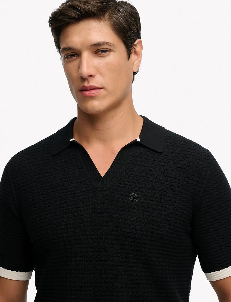 Superdry - JOHNNY COLLAR KNITTED POLO - trikotažiniai polo marškinėliai - black - 3